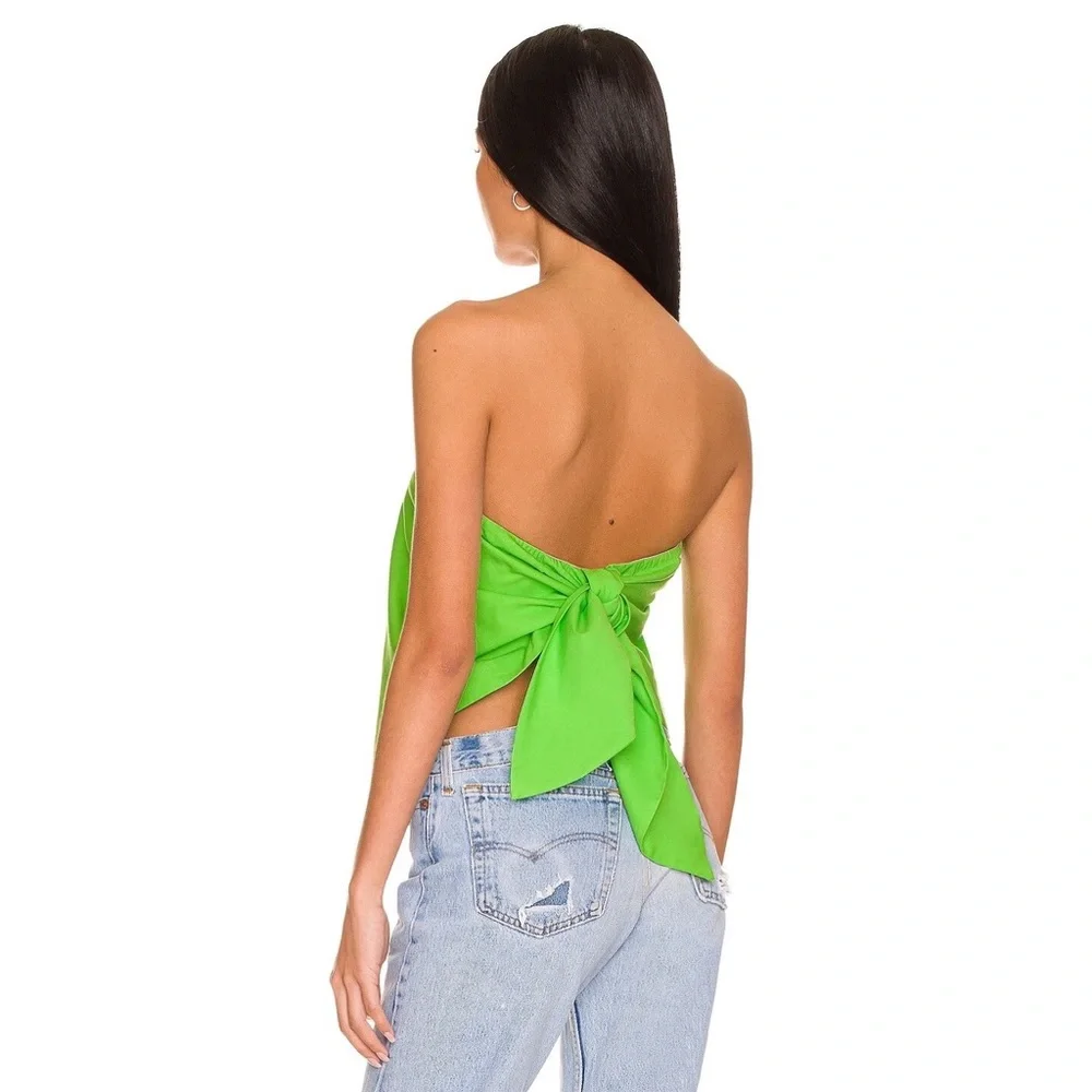 L’Academie Darragh Linen Strapless Handkerchief Top in Lime Green NWT - Picture 3 of 9